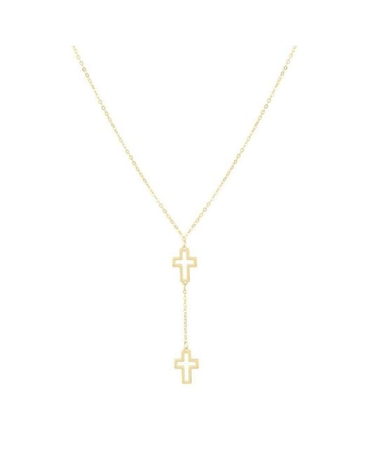 Tresorra Metallic 14K Double Cross Drop Necklace