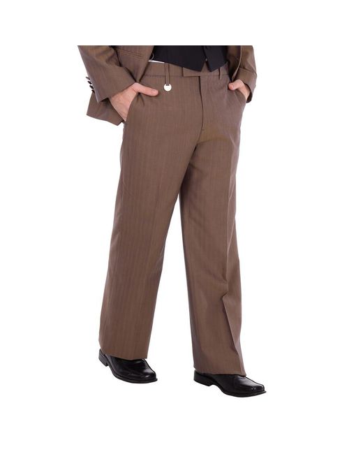 Burberry Brown Stripe Pattern Wool Tailored Trousers, Brand Size 46 Waist for men