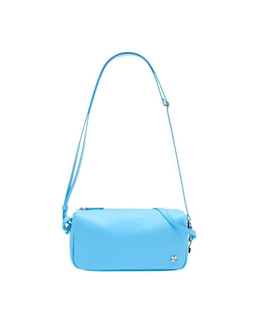 Courreges Blue Calfskin Leather Shoulder Bag