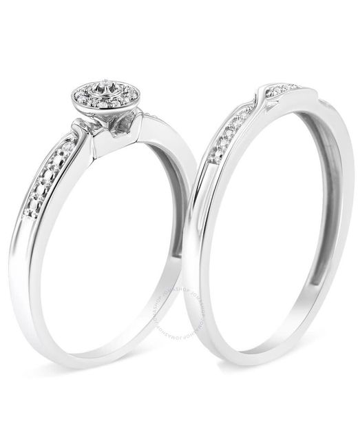 Haus of Brilliance Metallic .925 Sterling Silver Diamond Accent Frame Twist Shank Bridal Set Ring