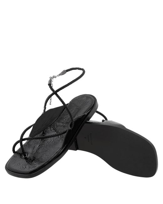 Ferragamo Black Riace Strappy Flat Sandals