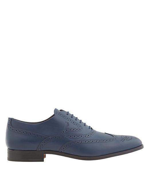 Tod's Blue Perforated Leather Lace-up Oxford Shoes for men