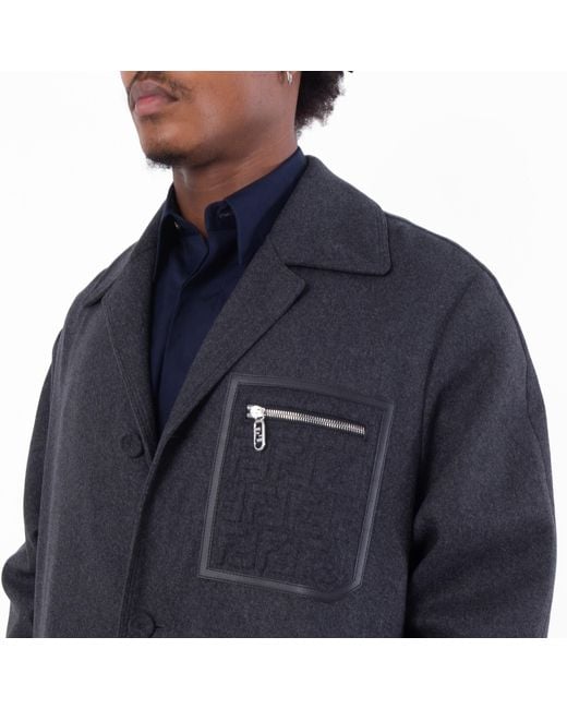 Fendi Gray Single-Breasted Cashmere Coat, Brand Size 52 (Waist for men