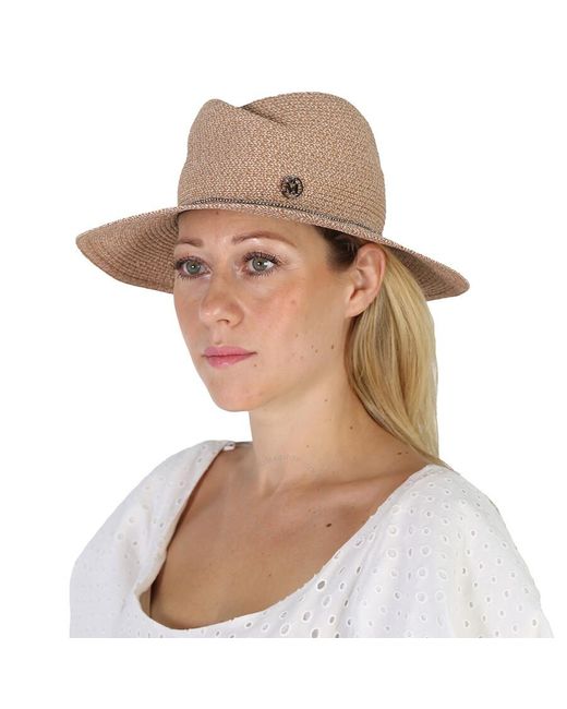 Maison Michel Brown Natural/camel Virginie Straw Fedora Hat