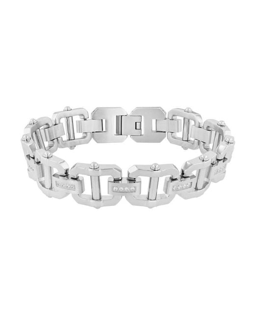 Robert Alton Metallic 1/4Ctw Diamond Stainless Steel Bracelet for men
