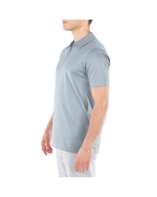 Dunhill Blue Rib Collar Cotton Polo Shirt for men