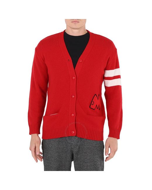 Moschino Red Mickey Rat Back Print Stripe Cardigan for men