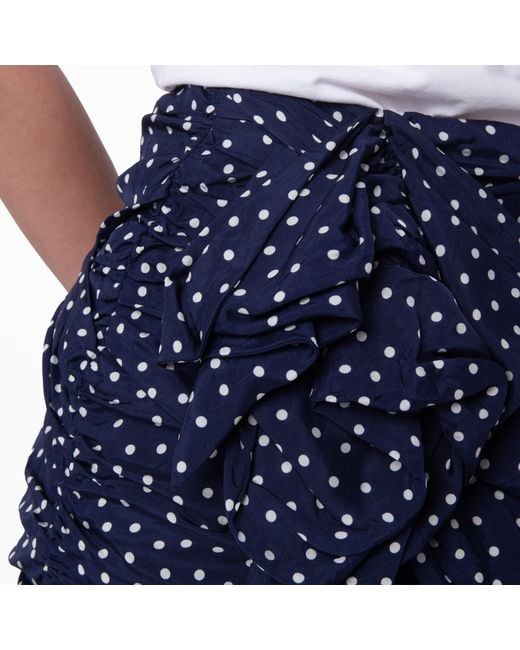 Bally Blue Ardeola Polka-Dot Ruched Mini Skirt