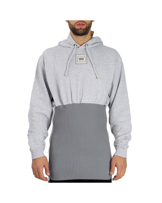 Burberry Gray Light Pebble Reconstructed Cotton Hoodie for men