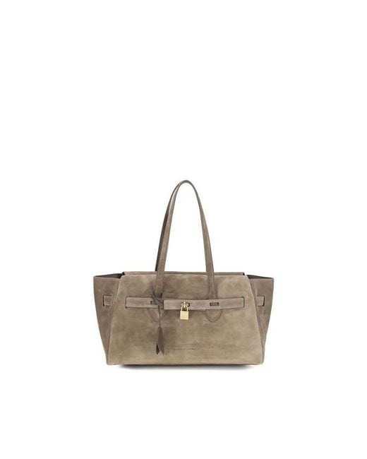 Brunello Cucinelli Gray Calf Leather Shoulder Bag