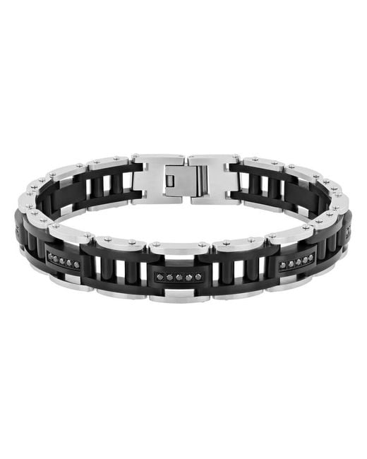 Robert Alton Metallic 1/2Ctw Diamond Stainless Steel With Finish Link Bracelet for men