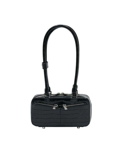 Self-Portrait Black Self-Portrait Crocodile-Embossed Leather Shoulder Bag