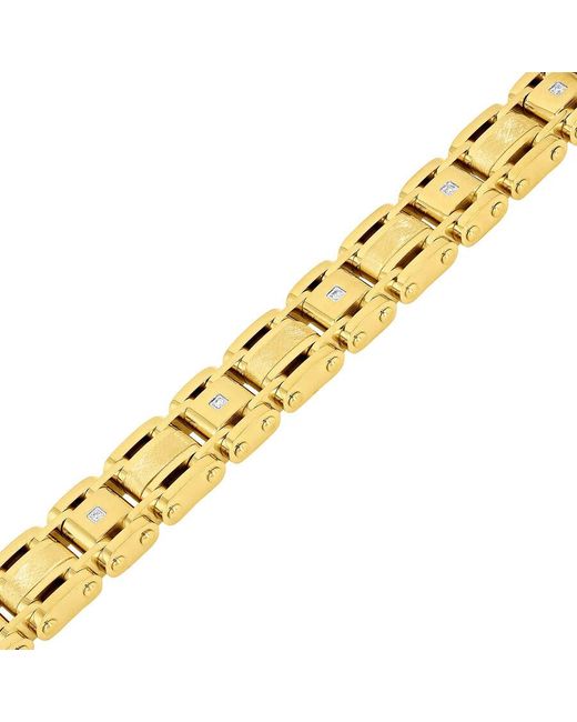 Robert Alton Metallic 1/10Ctw Diamond Stainless Steel With Finish Link Bracelet for men