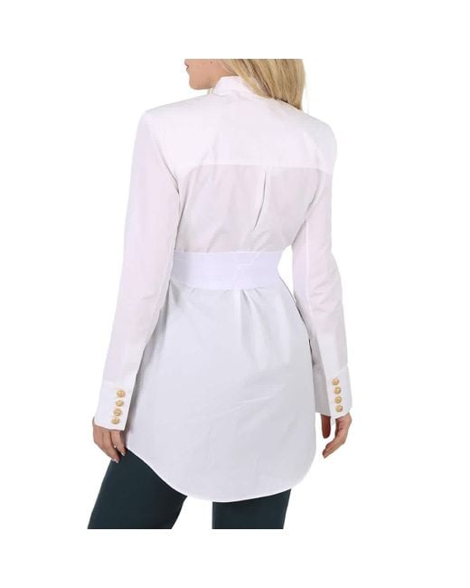 Balmain White Long Cotton Shirt