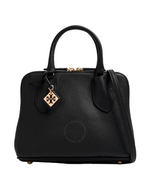 Tory Burch Black Pebbled Leather Mini Swing Satchel