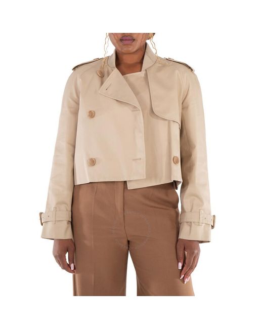 Burberry Natural Gabardine Cropped Trench Coat