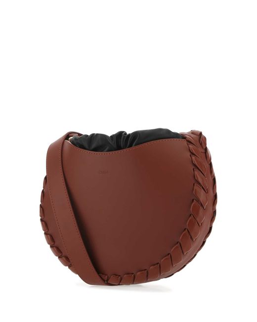 Chloé Brown Chlo Brick Leather Small Mate Crossbody Bag