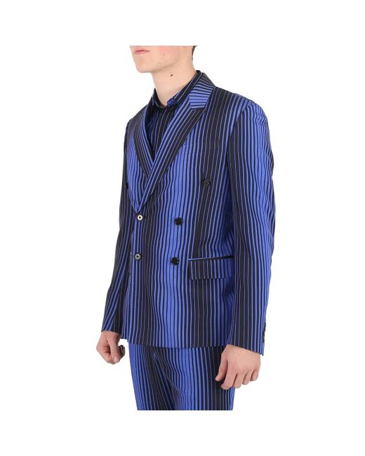 Moschino Blue Double-breasted Stripe Blazer for men