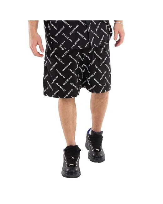 Balenciaga Black Pyjama Logo-Print Short, Brand Size 44 (Waist for men