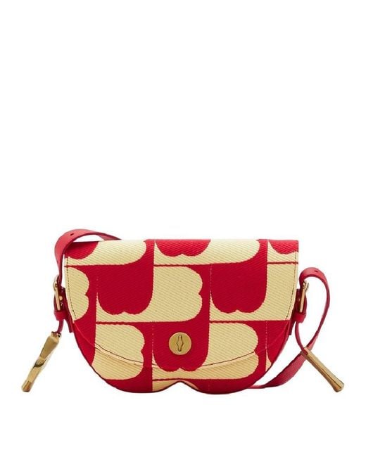 Burberry Pink Embroidered B Design Chess Satchel Crossbody Bag