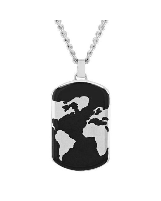 Robert Alton Black And Stainless Steel Dog Tag Necklace for men