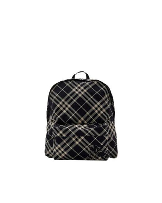 Burberry Black Calico Essential Check Backpack for men