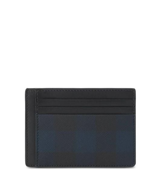 Burberry Black Check-Pattern Clip Card Holder for men