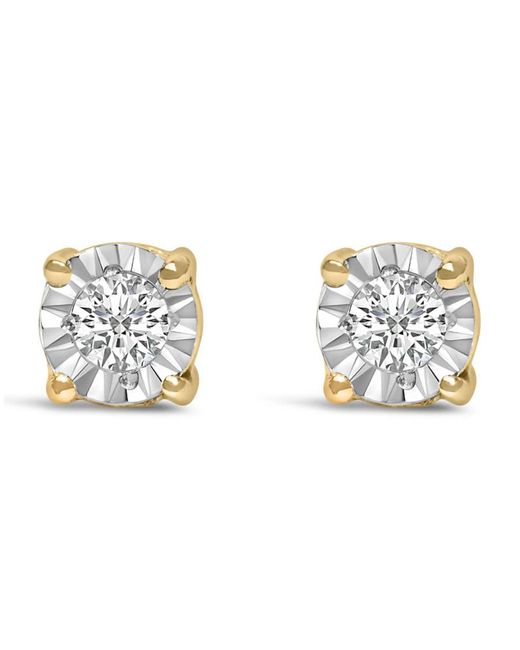 Haus of Brilliance Metallic 10K Plated .925 Sterling 1/10 Cttw Round-Cut Lab Grown Diamond Stud Earrings