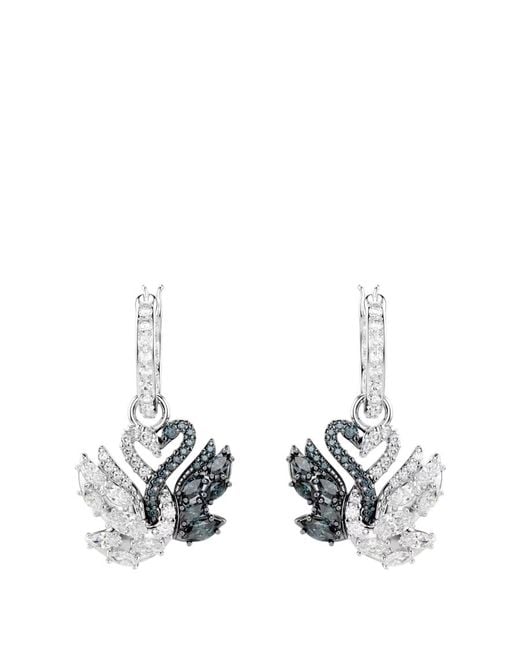 Swarovski Metallic Swan Drop Earrings