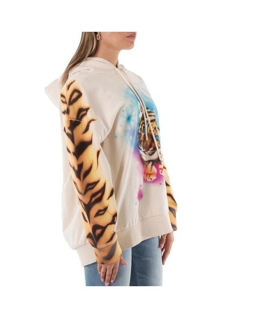 Stella McCartney Pink Ladies Magnolia Tiger Print Cotton Hoodie