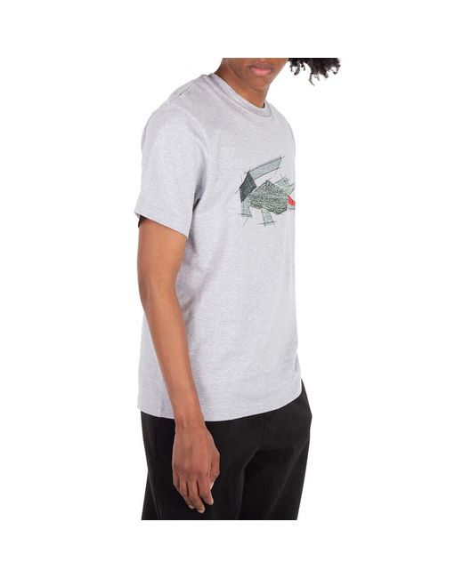 Lacoste Gray Crocodile Graphic Cotton T-Shirt, Brand Size 4 for men