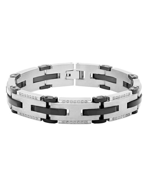 Robert Alton Metallic 1/2 Ctw Stainless Steel Diamond With Finish Link Bracelet for men