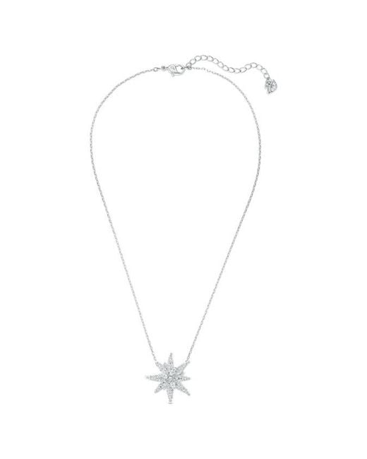 Swarovski Metallic Edelweiss Pendant Rhodium Plated Necklace