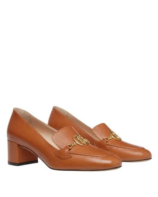 Bally Brown Emblem Obrien Leather Pumps, Brand Size 39 Us