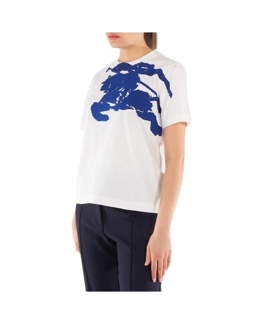 Burberry Blue Short Sleeve Equestrian Knight Cotton T-Shirt