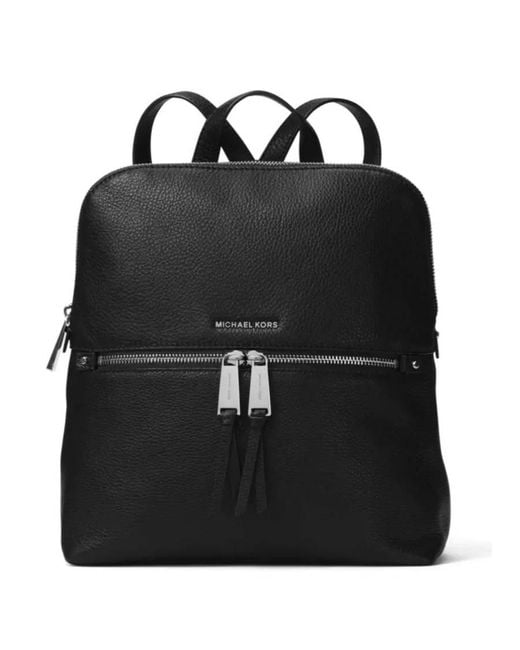 Michael Kors Black Rhea Medium Slim Leather Backpack