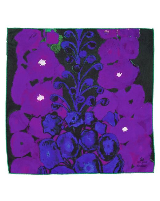 Burberry Purple Highgrove Delphinium Silk Scarf