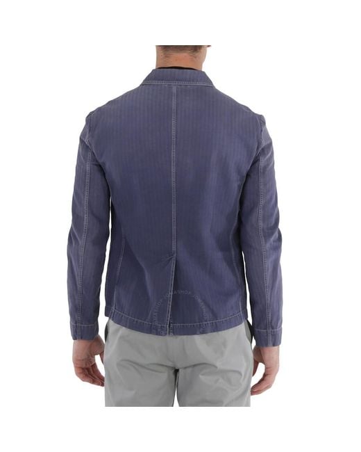 Burberry Blue Woven Unlined Jacket for men