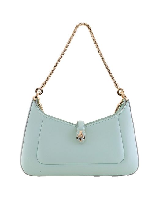 BVLGARI Blue Small Serpenti Baia Leather Shoulder Bag
