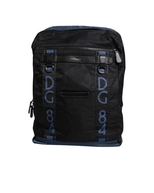 Dolce & Gabbana Black Nylon Dg Logo School Backpack Bag for men
