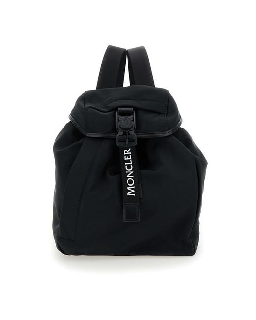 Moncler Black Trick Backpack With Logo Print
