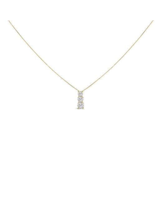 Haus of Brilliance Metallic 14K 1/2 Cttw Lab Grown Diamond Three Stone Pendant Necklace