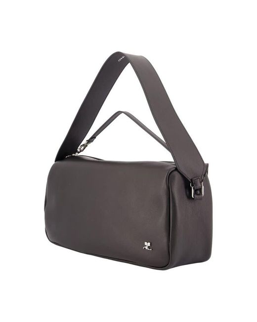 Courreges Black Leather Shoulder Bag