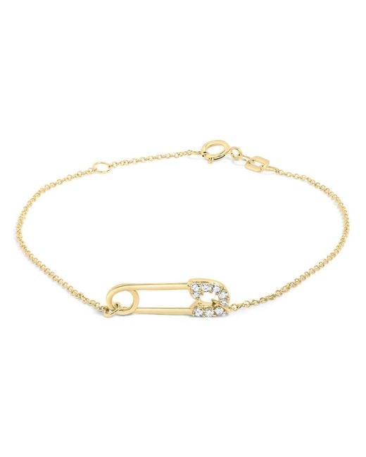 Haus of Brilliance Metallic 10K 1/10 Cttw Diamond Paperclip Charm Adjustable Link Bracelet