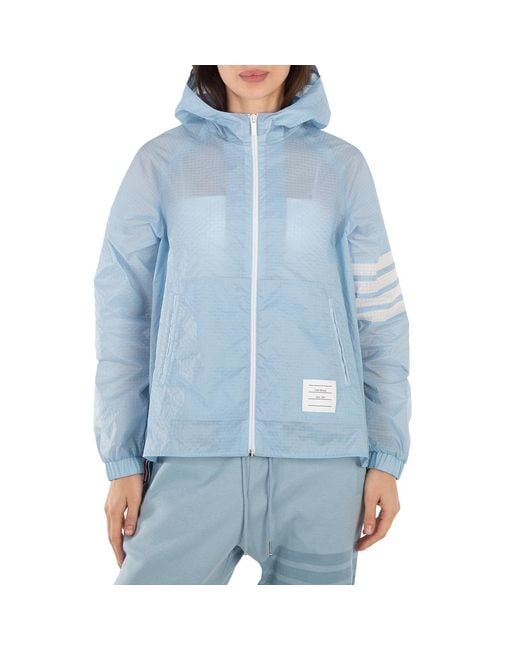 Thom Browne Blue Ultralight Ripstop 4-Bar Anorak, Brand Size 38 (Us