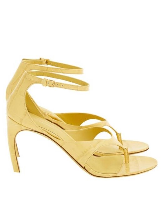 Ferragamo Metallic Zoele 85 Croc-Embossed Leather Sandals