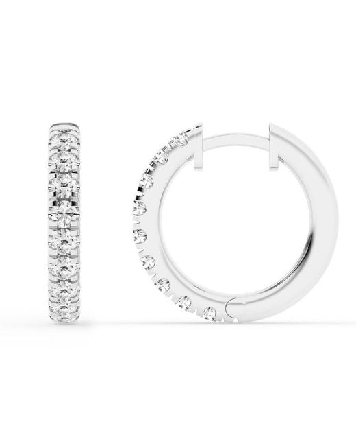 Brilliant Diamond Metallic 1 Carat Round Lab Grown Diamond Hoop Earrings