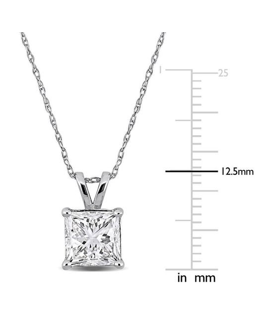 Created Forever Metallic 2Ct Tw Princess-Cut Lab Grown Diamond Solitaire Pendant With Chain for men
