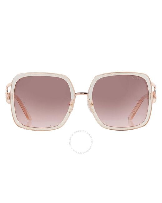 Guess Factory Pink Bordeaux Gradient Rectangular Sunglasses Gf6111 57t 56