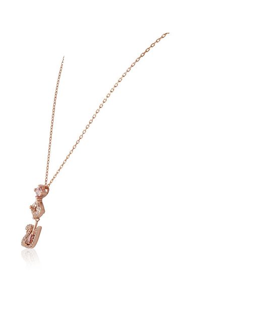 Swarovski Metallic Rose-Plated Design Dazzling Swan Necklace